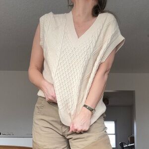 OAK + FORT Cream V-Neck Sweater Vest